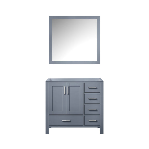 English Elm Dark Grey 36in Bath Vanity w/ Left Offset Sink, 5 Drawers + Cabinet, Mirror Included (34x32) B2731S00508