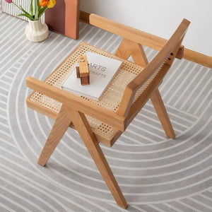 English Elm Modern Rattan Back Dining Chairs Set of 2 Solid Wood Frame Mid-century Seating W3101P414155
