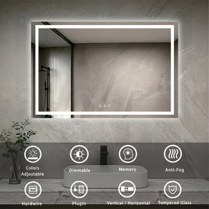 English Elm 55" Led Bathroom Vanity Mirror Dual Front Back Lighting Anti-fog Dimmable 3 Tones W1920P493143