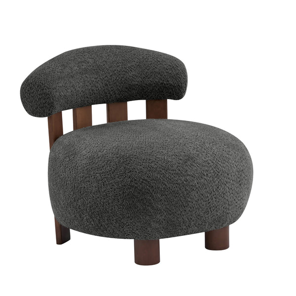 English Elm Christopher Knight Home® - Modern Boucle Accent Chair with Plush Rounded Silhouette, Solid Wood Frame, Cozy Reading Seat Dark Gray,Walnut 29 L x 28.5 W x 21.85 H N776P278240C