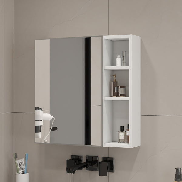 English Elm A white MDF mirror cabinet wall-mounted with storage compartments, space-saving, easy assembly, clear glass reflection69 W1512P405944