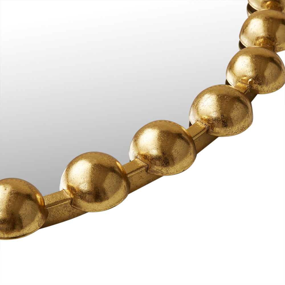 JLA Home Madison Park Signature - 27" Decorative Round Wall Mirror with Beaded Metal Frame, Antique Finish, HD Glass, Ready to Hang Gold MPS95F-0034