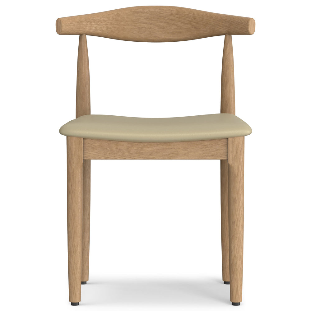 English Elm Molly Mid-Century Dining Chair Set of 2 – Beech Wood Frame, Cream Vegan Leather, Ergonomic Bent Backrest B136P266914