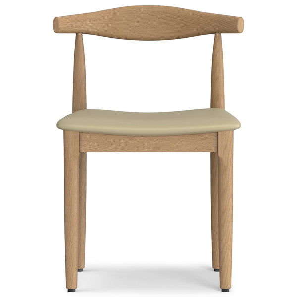 English Elm Molly Mid-Century Dining Chair Set of 2 – Beech Wood Frame, Cream Vegan Leather, Ergonomic Bent Backrest B136P266914