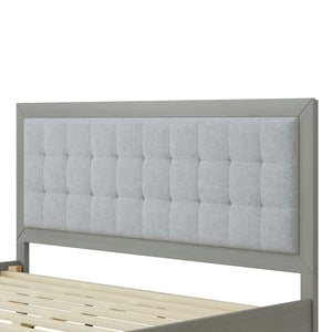 English Elm Christopher Knight Home® - Solid Wood Platform Bed With Upholstered Tufted Headboard - Mid-Century Style, Durable Support & Comfort N758P197693G