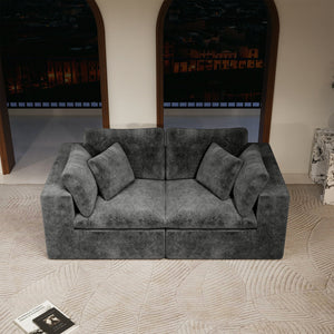 English Elm 78.8*39.4"Modular sectional sofa seat - Plush corduroy grey, no assembly, reversible chaise, space-saving comfort W3819S00076