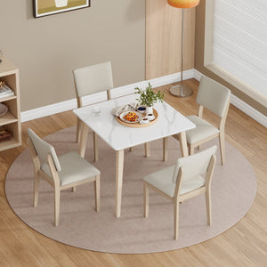 English Elm Du Cap Gray Upholstered Dining Chairs with White Wash Wood Legs Set of 2 B127P495085