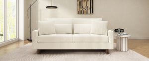 English Elm Modern Corduroy Upholstered Loveseat Sofa with Pocket Springs and Four Accent Pillows Beige N763S000040A