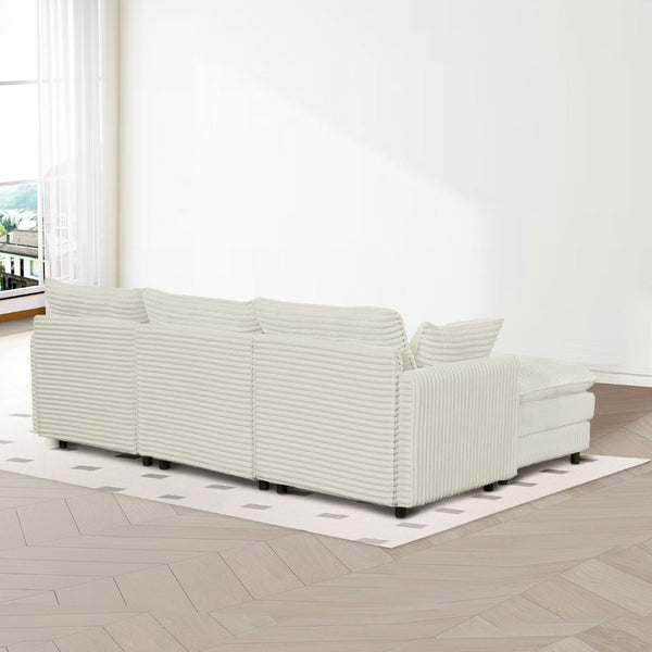 English Elm 148-inch Seven Piece U-shaped Sectional Sofa with Console Usb Port and Foam Cushions W2564S00088