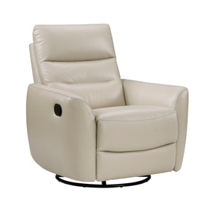 English Elm Luxurious swivel glider recliner chair with top-grain leather, plush foam over coils and sturdy frame taupe 36 L x 30.5 W x 26 H B011P395598