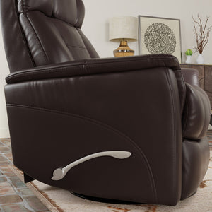 English Elm Global Swivel Glider Recliner In Bentley Dark Brown Faux Leather - Adjustable Headrest & Footrest Comfort B339P323104