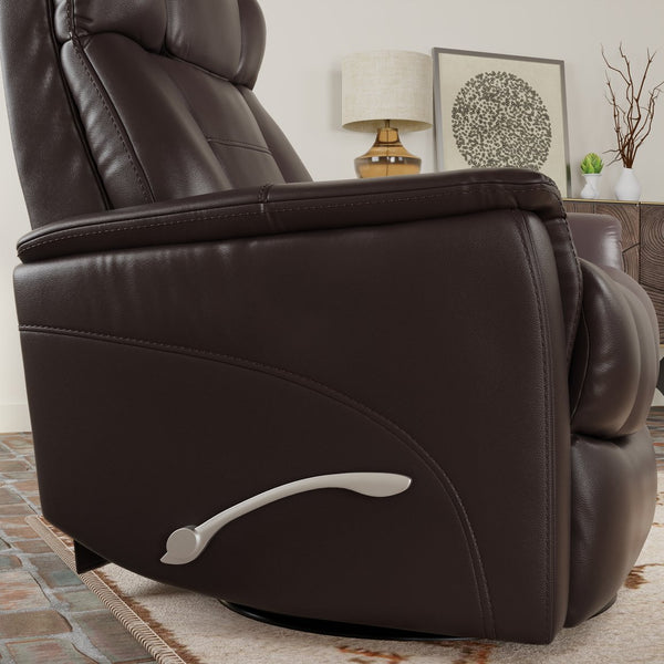 English Elm Global Swivel Glider Recliner In Bentley Dark Brown Faux Leather - Adjustable Headrest & Footrest Comfort B339P323104