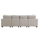 English Elm 103" Sectional Sofa Couch Sofa Bed U-Shaped Sofa With Two Movable Ottoman and Three Usb Ports For Living Room, Grey