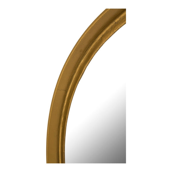 English Elm Winchester Round Antique Brass Wall Mirror Sculptural Metal Frame for Any Room B2769P498435