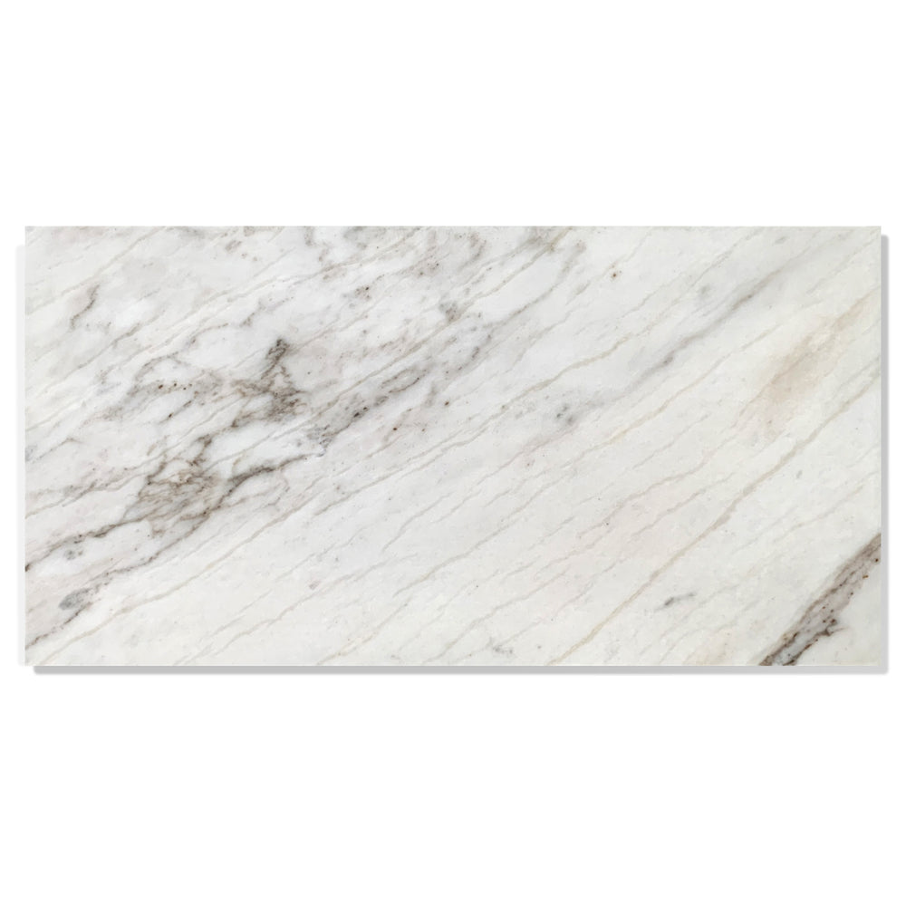 English Elm 12*24 Snow Mountain White Marble Tiles - Polished Natural Stone For Elegant Walls & Floors, 4 Pcs W1696P262331