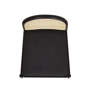 English Elm Jennifer Taylor Home - Panama 26.5" Curved Back Cane Rattan Counter Stool Set of 2 with Oak Frame, Bouclé Upholstery & Brass Footrest Black B2719P238388