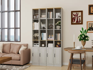 English Elm 72" Tall Slim Storage Cabinet Narrow 6-Tier Freestanding Bathroom Bookcase with Door, Adjustable Shelves, Antique White Finish – Sturdy MDF Organizer, Easy Assembly, Space-Saving Design W1120P317026