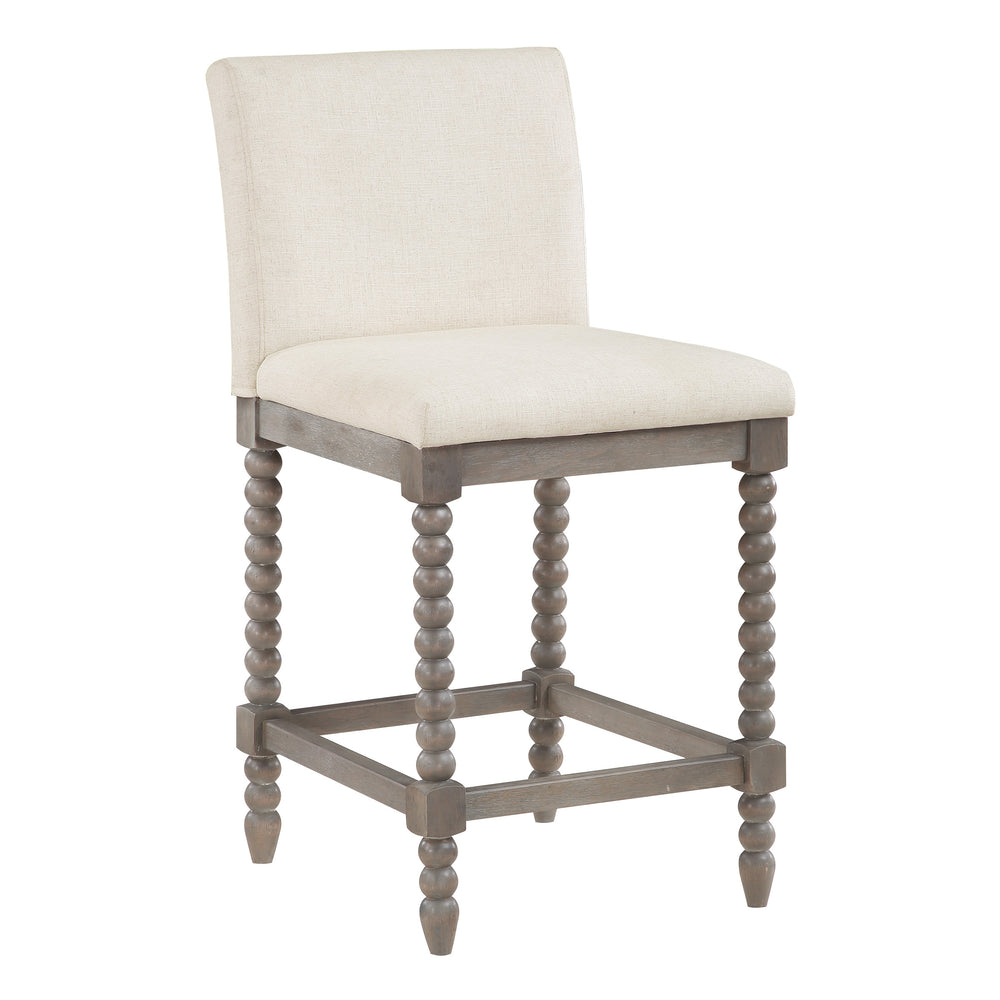 OSP Home Furnishings Abbott 26" Spindle Stool Linen / Brushed Grey
