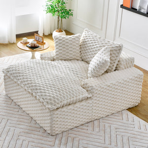 English Elm 51 Compact Comfort Sofa with Turtle Fleece, Sponge Support, Two Pillows, 400lb Capacity for Small Spaces White W3371P326404