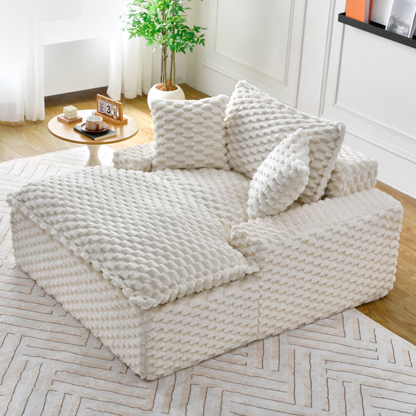 English Elm 51 Compact Comfort Sofa with Turtle Fleece, Sponge Support, Two Pillows, 400lb Capacity for Small Spaces White W3371P326404
