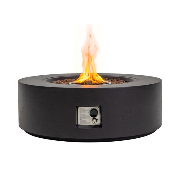English Elm 40" Round Propane Fire Pit Table Mgo Concrete Outdoor Patio 50000 Btu Dark Gray W3016P444273