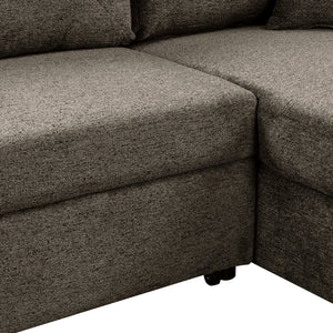 English Elm Reversible Velvet Sleeper Sectional Sofa Bed with Storage Chaise, Pull-Out L-Shaped Design, Stools Included Knox Charcoal SG000790AAE