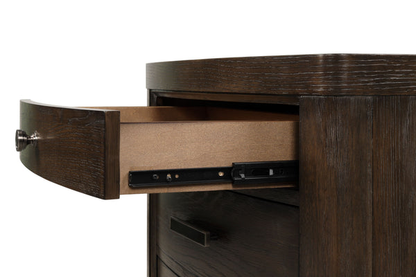 English Elm Two Drawer Nightstand Antique Brown Solid Wood MDF Cedar-Lined Bottom Drawer Stylish Finish, Sturdy Storage B2699P208263