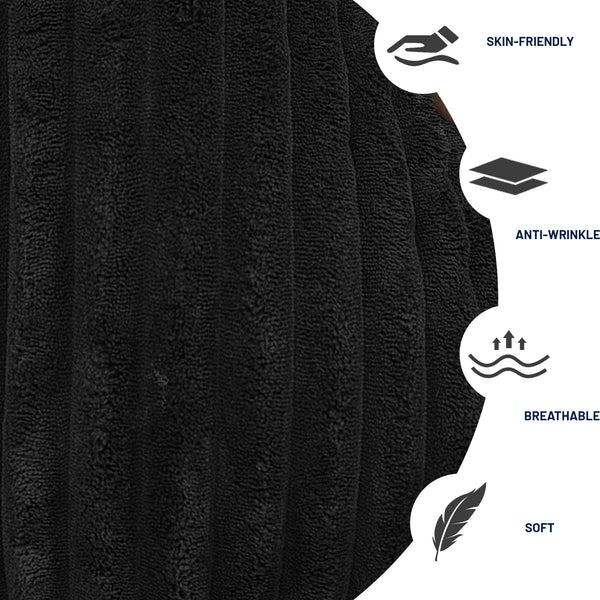 English Elm Modular U-Shaped Sectional Sofa - 4-Seater Reversible Chaise In Black Corduroy For Modern Living Spaces W3276S00015