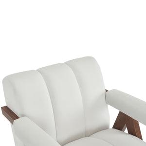English Elm Christopher Knight Home® - Mid Century Modern Barrel Chair with Solid Wood Frame, Plush Tufted Velvet Ivory Seat, Cozy 28.5" Wide Lounge N765P197467W