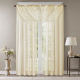 Madison Park Irina Transitional Diamond Sheer Embroidered Waterfall Valance MP41-4937 Ivory