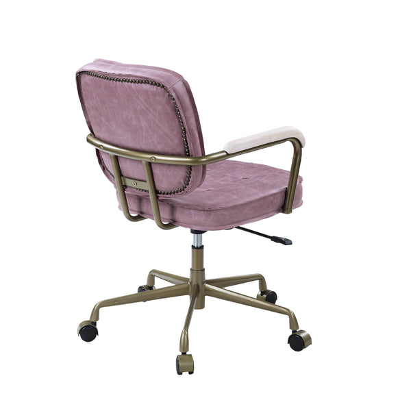 English Elm Siecross Ergonomic Pink Top-Grain Leather Office Chair with 3" Cushion, 360° Swivel & Adjustable Height B2726P265728