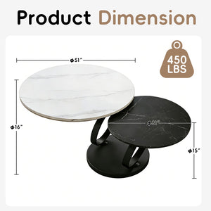 English Elm Round Sintered Stone Nesting Coffee Tables Modern Two-tone Set for Living Room W5096S00001
