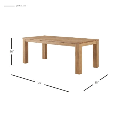 Bedford 75" Rustic Acacia Dining Table in Brushed Smoke - Seats 6-8, Perfect for Farmhouse Style