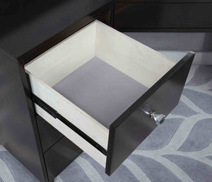 English Elm Glam Elegant Vanity Set with LED Mirror, Plush Stool, Ample Storage, Felt-Lined Drawers, Chic Finish Grey Mix 34 L x 19 W x 31 H B2741S00677