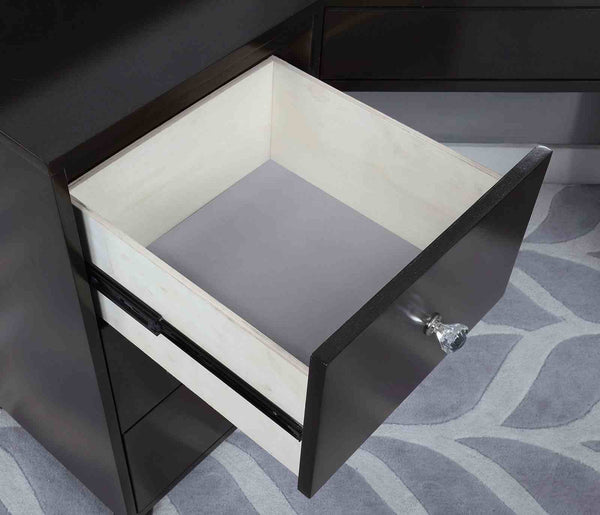 English Elm Glam Elegant Vanity Set with LED Mirror, Plush Stool, Ample Storage, Felt-Lined Drawers, Chic Finish Grey Mix 34 L x 19 W x 31 H B2741S00677