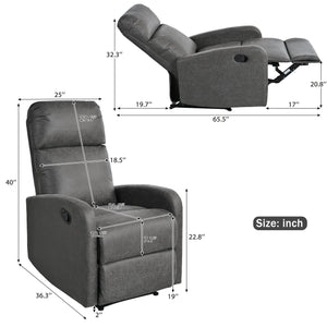 English Elm Christopher Knight Home® - Modern Recliner Plush Manual Recliner Chair with Ergonomic Support, 3-Position Backrest, Durable Fabric Comfort Grey N763P256491D