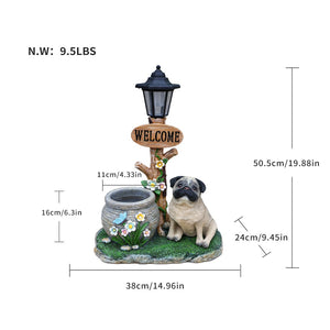 English Elm Schnauzer Solar Led Resin Planter Statue Outdoor Garden Accent for Patio Decor W5398P464252