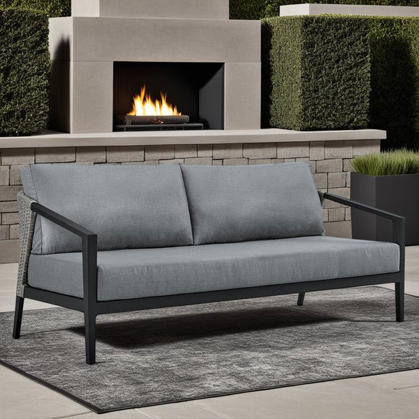 English Elm Aravine All-Weather Wicker & Aluminum Outdoor Sofa with Quick-Dry Cushions, No Assembly Needed B2736P354364