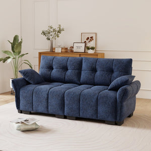 English Elm Premium Chenille Two Seater Sofa Tufted Armrests Foam Support Modern Living Room Blue W714S01632