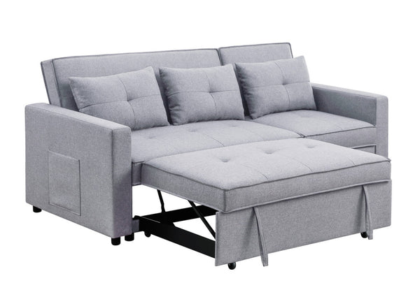English Elm Zaira Linen Convertible Sleeper Sofa with Side Pocket for Small Spaces and Guests Light Gray B2749S00010