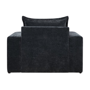 English Elm Christopher Knight Home® - Chenille Oversized Armchair with Thick Cushion and Wide Armrests, Ergonomic Back for Cozy Living Spaces Black N763P314419B