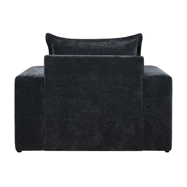 English Elm Christopher Knight Home® - Chenille Oversized Armchair with Thick Cushion and Wide Armrests, Ergonomic Back for Cozy Living Spaces Black N763P314419B
