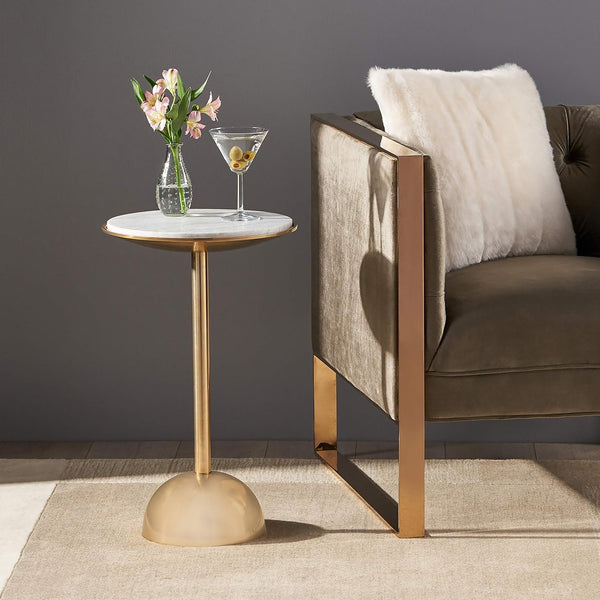 English Elm Christopher Knight Home® - Modern Aluminum Accent Table with Marble Top, Antique Brass Finish, Lightweight Rust-Resistant Glam Accent (18" x18") 67035.00