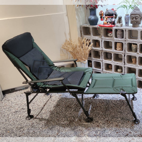 English Elm Camping Lounge Chair With Detachable Footrest - Portable, Adjustable Recliner For Comfort Outdoors W241106343