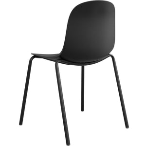 English Elm Modern Plastic Stackable Dining Chair Set of 4 with Ergonomic Seats, Sturdy Metal Legs, Easy Assembly for Home and Patio Black T3623P380699