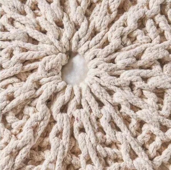 English Elm Knited Chunky Cotton Round Pouf Handcrafted Accent for Living Room Bedroom or Reading Nook 62655.00BGE