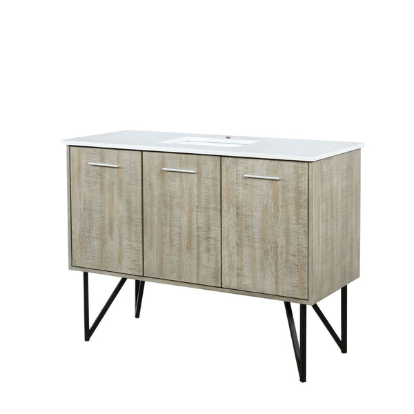 English Elm Rustic Acacia Bath Vanity 48" W X 20" D, White Quartz Top, Soft-Close Drawers, Timeless Design B2731P259618-GIGA