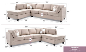 English Elm Malone Modern Microfiber Sectional Sofa with Pocketed Coil & Foam Seating, Removable Backs for EZ Delivery White 27.5 L x 47.5 W x 23 H B078S00531