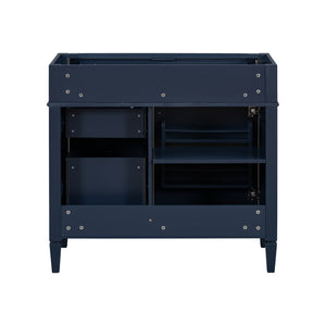 English Elm 36'' Modern Bathroom Vanity Cabinet with Tip-Out Drawer, Adjustable Shelf, Smooth Metal Slides, Solid Wood Frame Blue N710P186084C