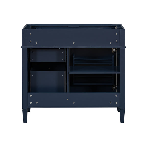 English Elm 36'' Modern Bathroom Vanity Cabinet with Tip-Out Drawer, Adjustable Shelf, Smooth Metal Slides, Solid Wood Frame Blue N710P186084C